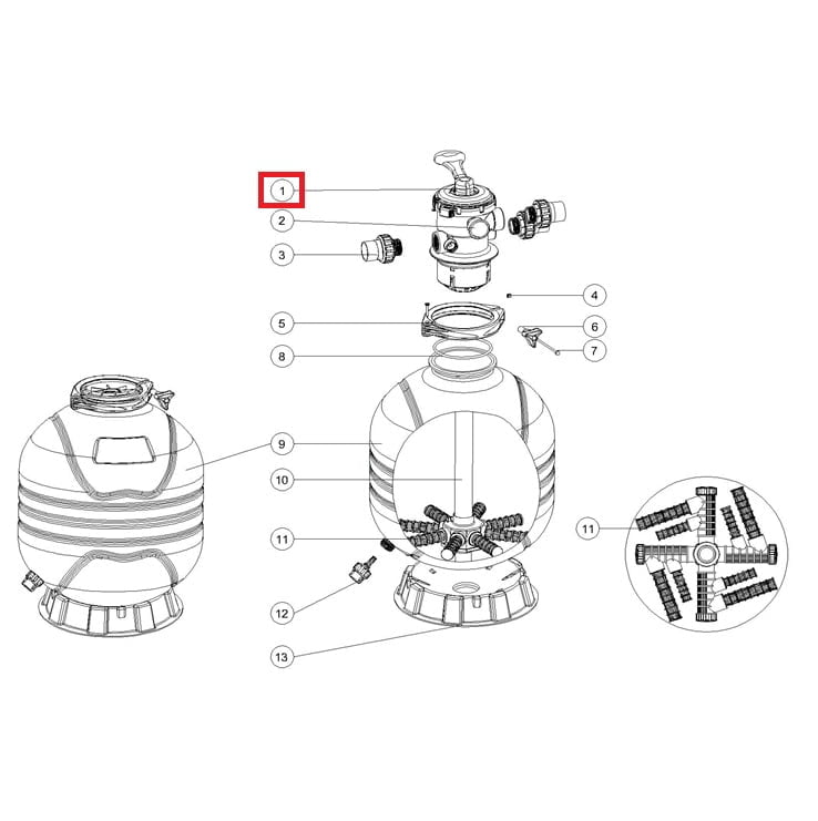 Кран шестиходовой Emaux 1.5