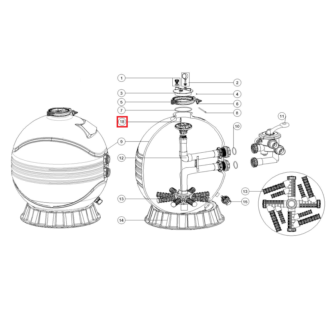 Диффузор для фильтров Emaux серии MFV27/31/35 (89012612)