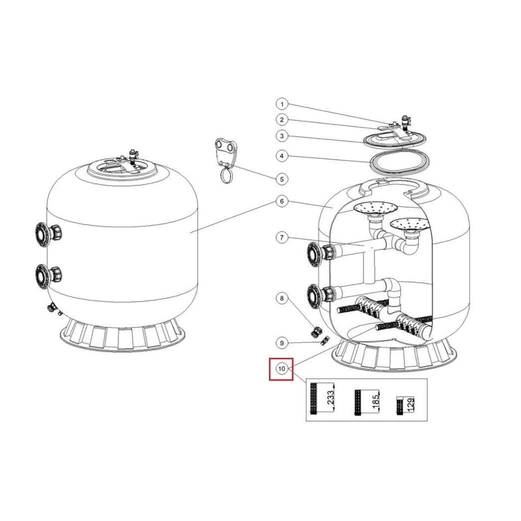 Дюзы для фильтра Emaux L1800-2000 (129 мм)