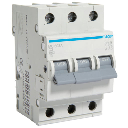 Автоматичний вимикач Hager MC303A 3-полюсний, In=3 А “C”